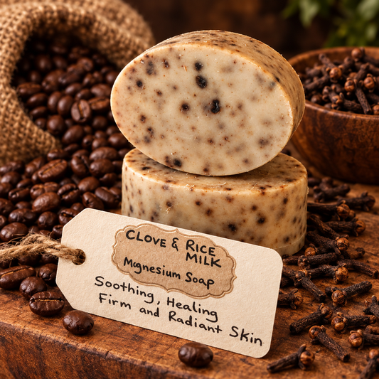 Clove & Rice Milk Soap with Coffee and Clove Background